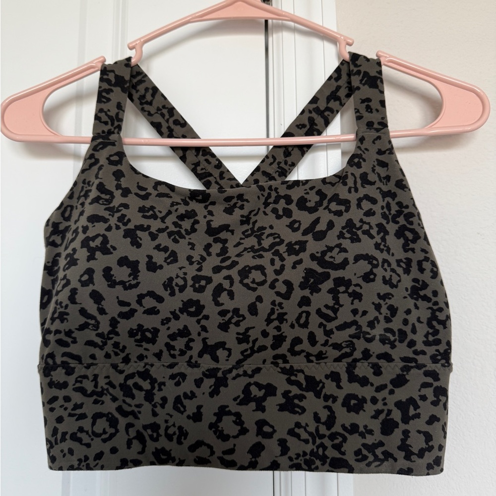 Athleta Warrior Longline Leopard Print Sports Bra Size S for A-C cups